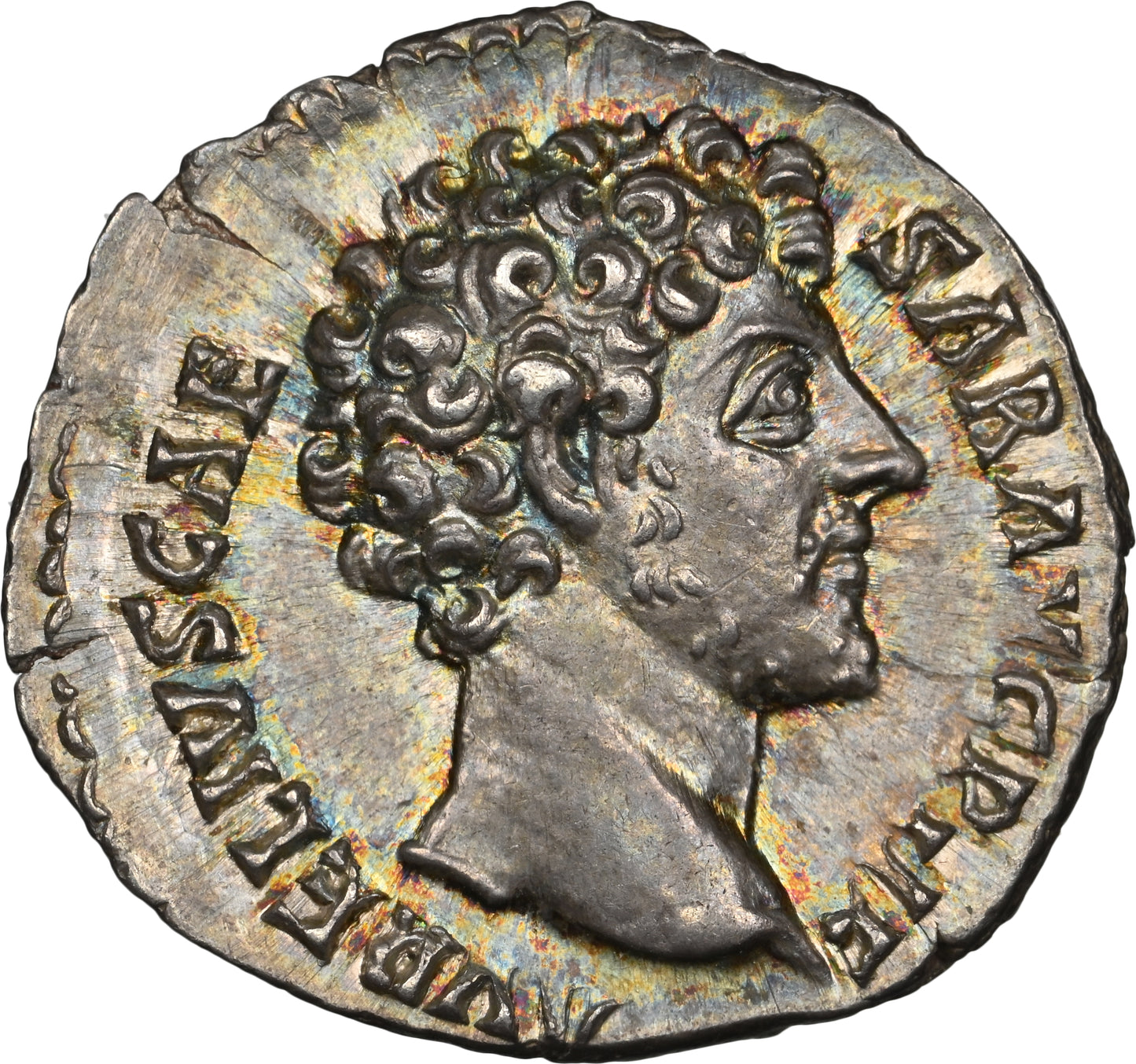 Marcus Aurelius as Caesar Silver Denarius NGC Ch AU Star 5/5, 5/5