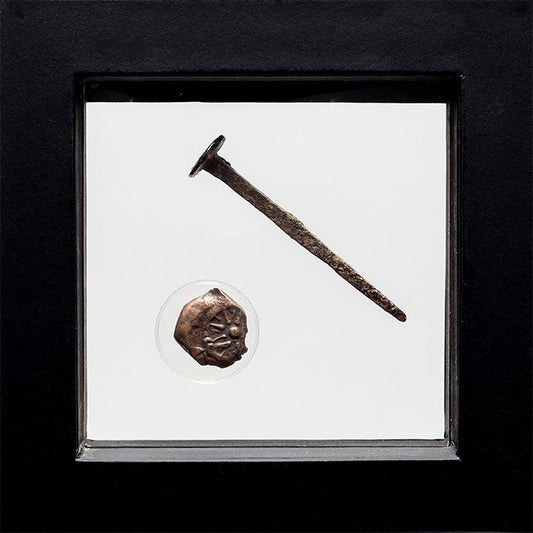 Roman Crucifixion Period Roman Iron Nail and Poor Widow’s Mite Set